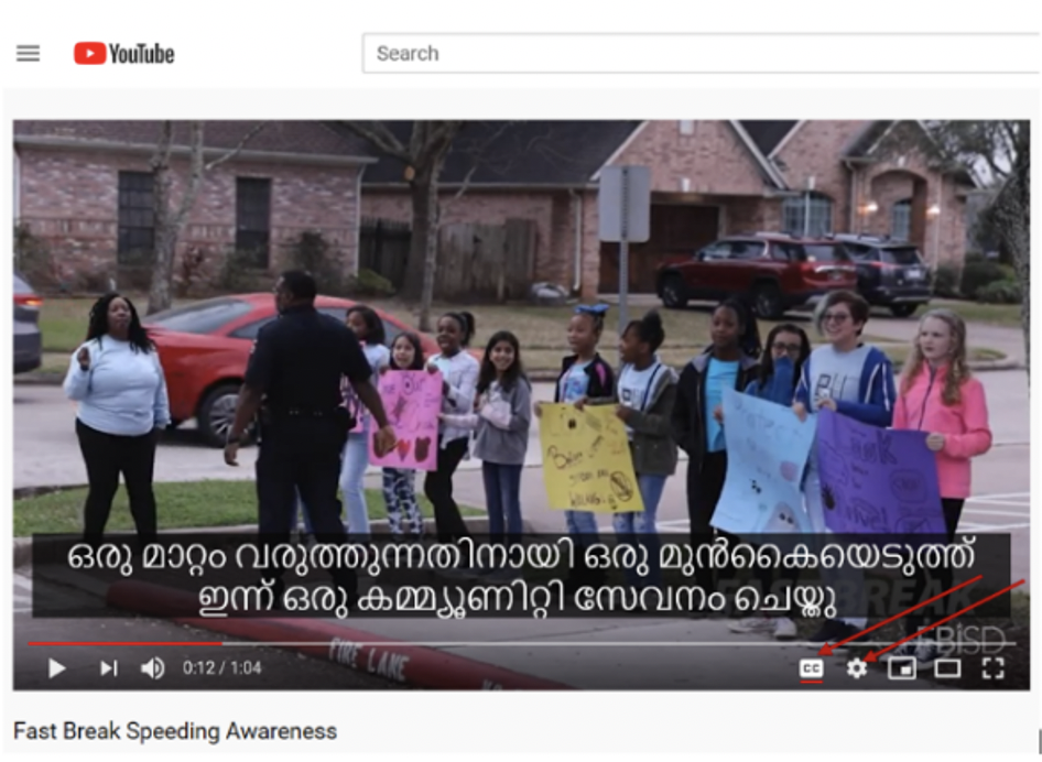 YouTube Video Caption Example 